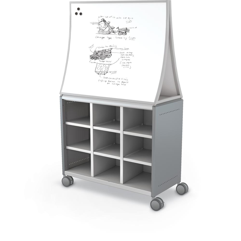 Compass Cabinet - Maxi H2 -Cubbies / Casters / Ogee Board - Cool Grey