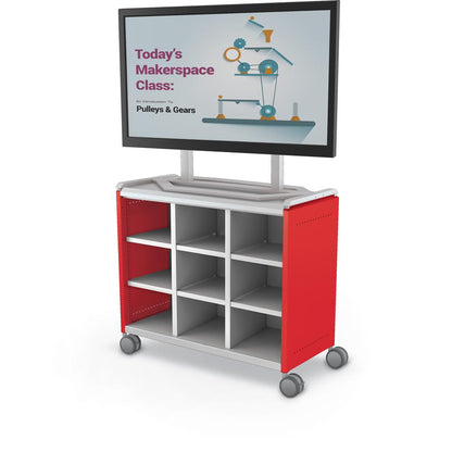 Compass Cabinet - Maxi H2 -Cubbies / Casters / TV Mount- Red