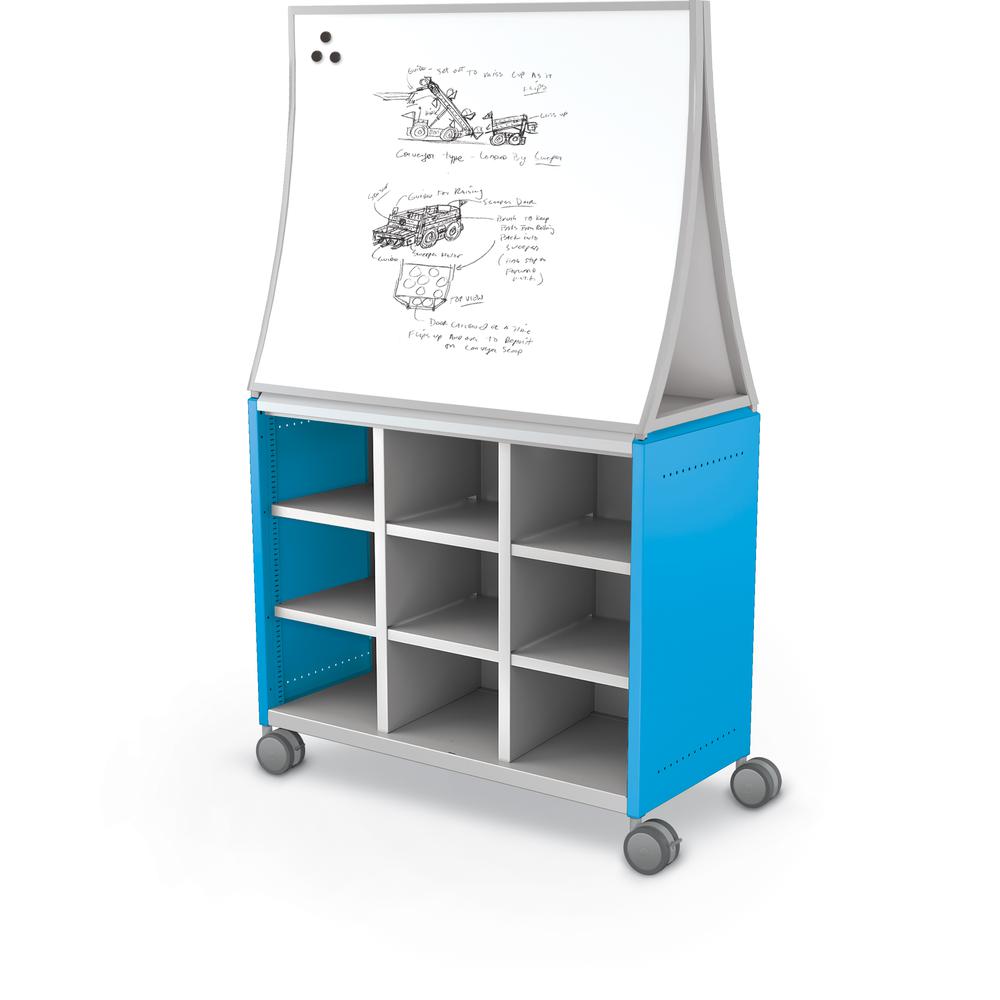 Compass Cabinet - Maxi H2 -Cubbies / Casters / Ogee Board - Blue