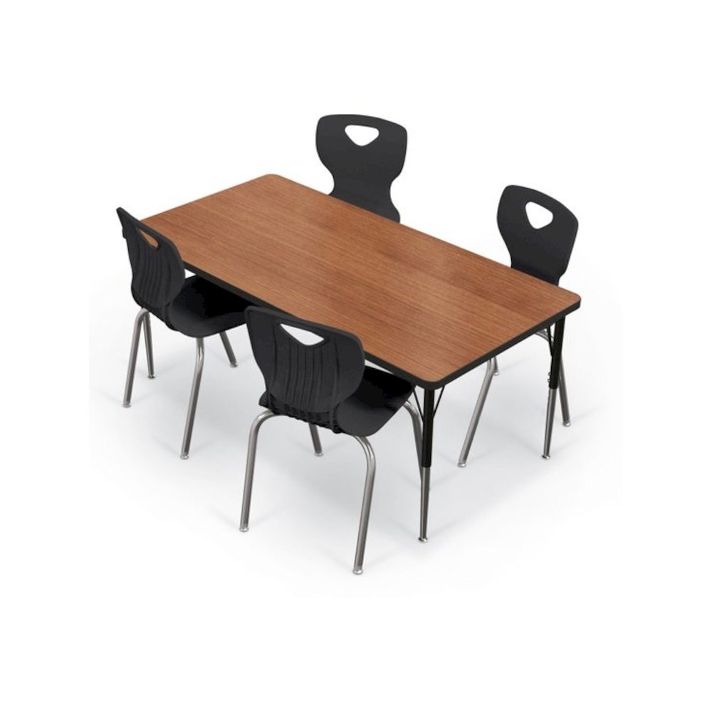 Activity Table - 30"X60" Rectangle - Amber Cherry Top Surface - Black Edgeband