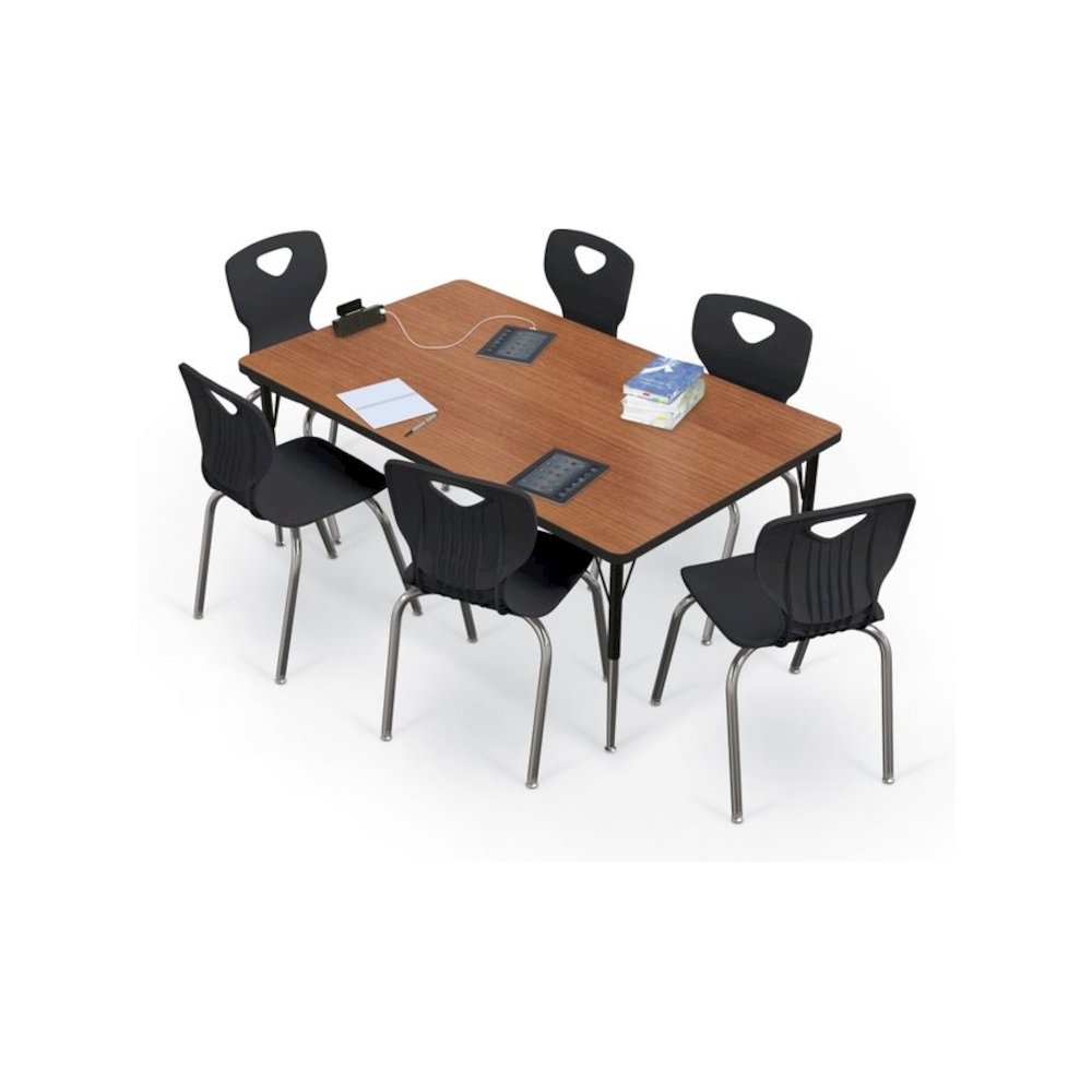 Activity Table - 36"X60" Rectangle - Amber Cherry Top Surface - Black Edgeband