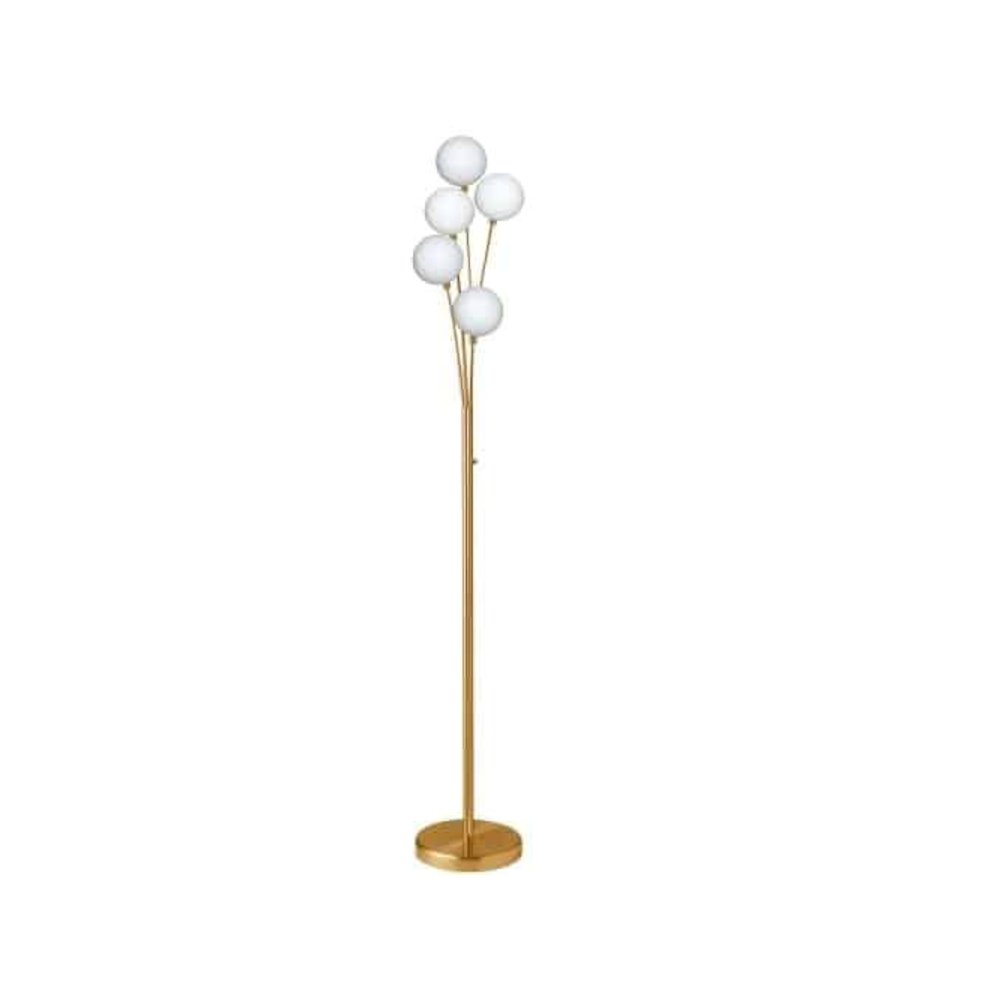 5LT Incandescent Floor Lamp, Aged Brass,WH Glass