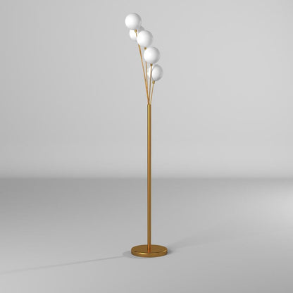 5LT Incandescent Floor Lamp, Aged Brass,WH Glass