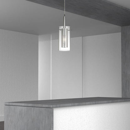 1LT Metal and Glass Pendant