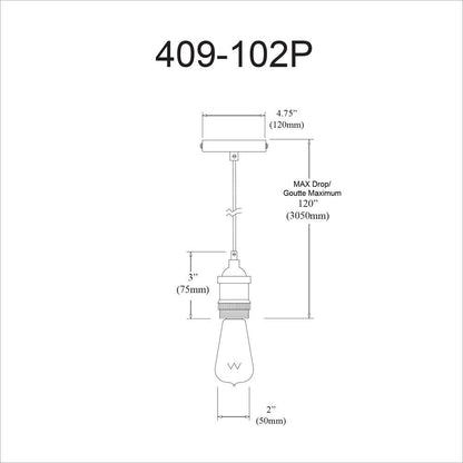 1LT Pendant, Satin Chrome Finish