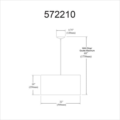 3LT Pendant Satin Chrome finish