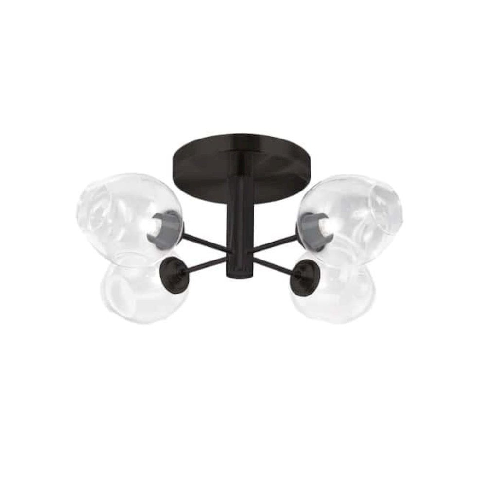 4LT Semi Flush, MB, Clear Glass