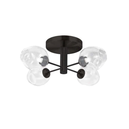 4LT Semi Flush, MB, Clear Glass