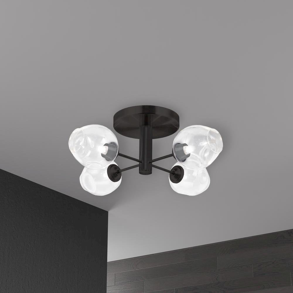 4LT Semi Flush, MB, Clear Glass