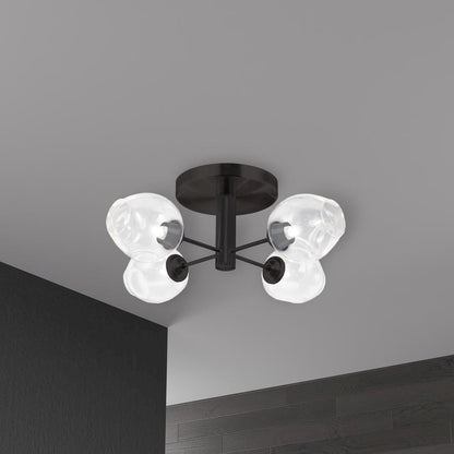 4LT Semi Flush, MB, Clear Glass