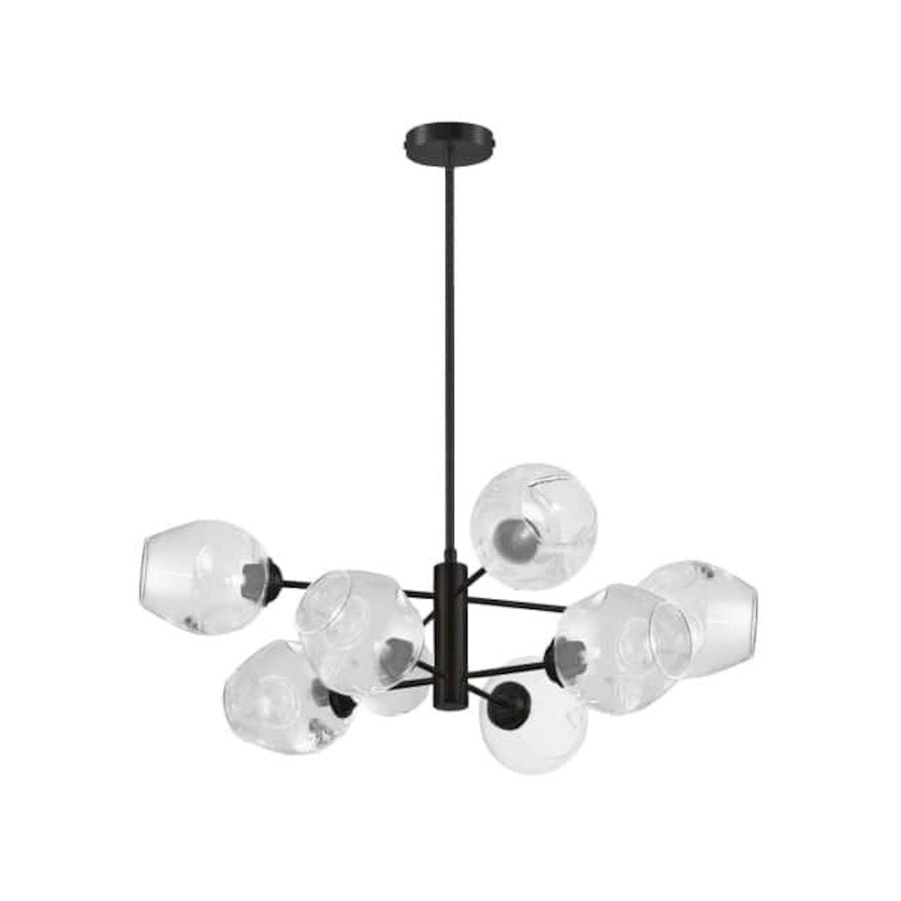 8LT Chandelier, MB, Clear Glass