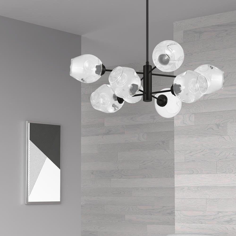 8LT Chandelier, MB, Clear Glass