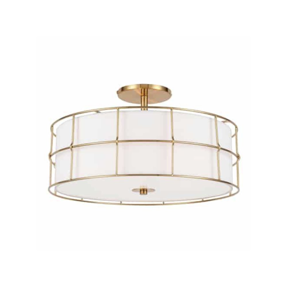 3LT Semi-Flush Mount, AGB,WH shade