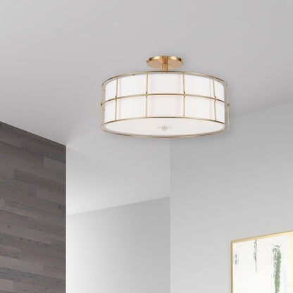 3LT Semi-Flush Mount, AGB,WH shade