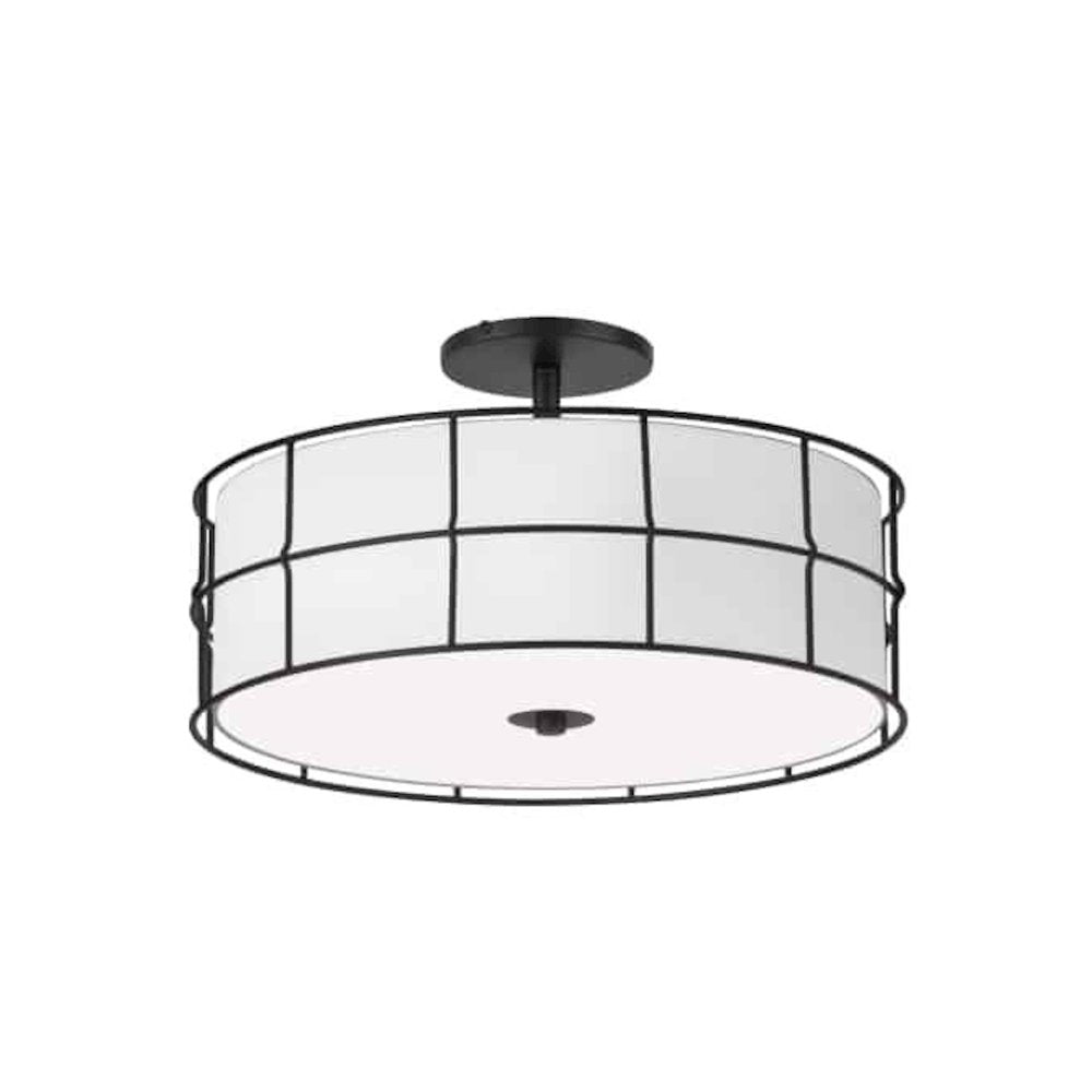 3LT Semi-Flush Mount, MB,WH shade