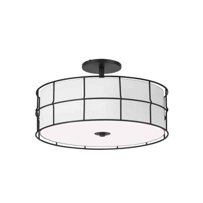 3LT Semi-Flush Mount, MB,WH shade
