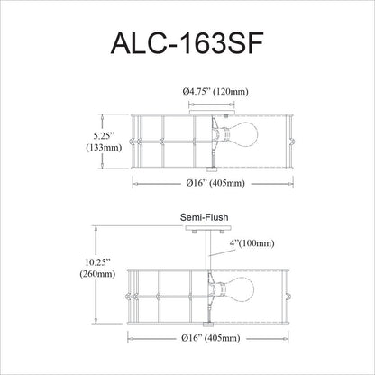 3LT Semi-Flush Mount, MB,WH shade