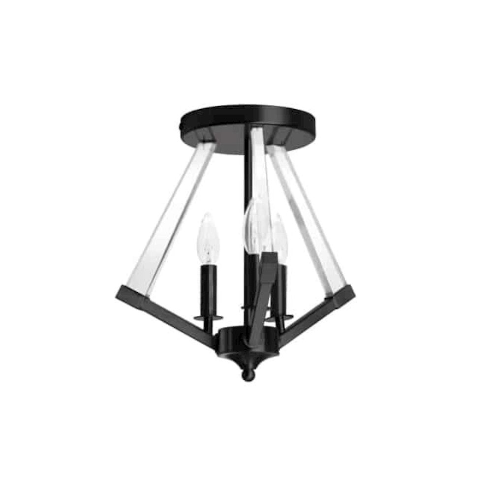 3LT Semi-Flush Mount,  MB, Clear Acrylic