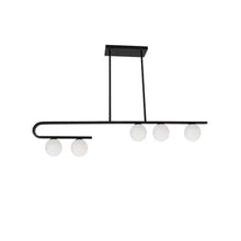 5LT Horiz Pendant, MB, WH Glass