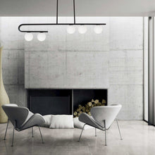 5LT Horiz Pendant, MB, WH Glass