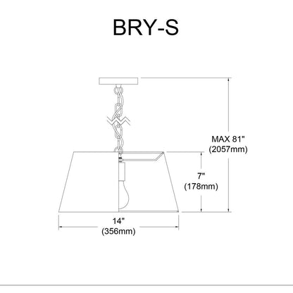 1LT Brynn Small Pendant, GRY Felt Shade, Black
