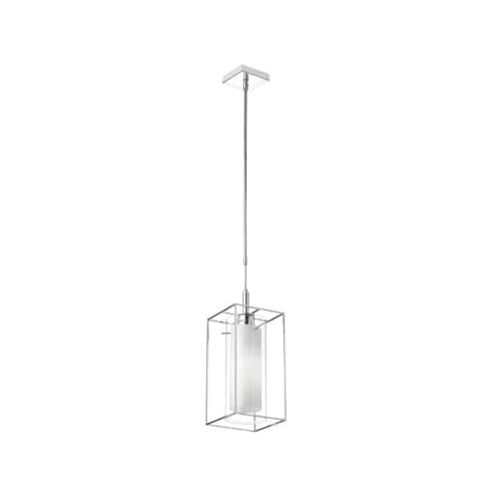 1LT Pendant, Rectangular Metal Frame,Frosted Gls