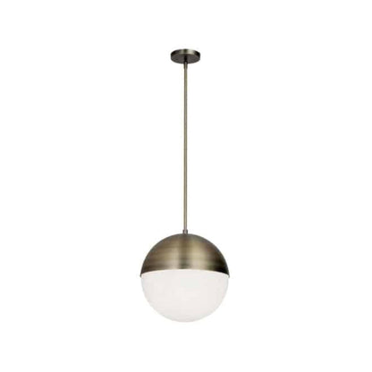 3LT Halogen Pendant, AB, WH Opal Glass