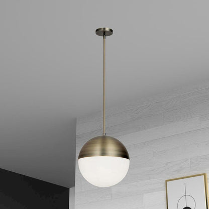 3LT Halogen Pendant, AB, WH Opal Glass