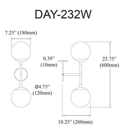 2LT Wall Sconce,  AGB, WH Opal Glass