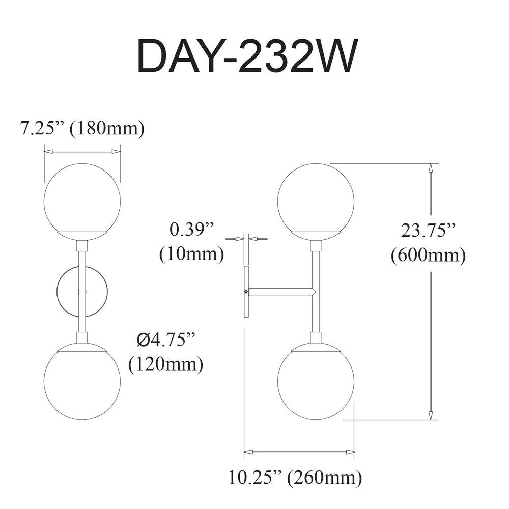 2LT Wall Sconce,  PC, WH Opal Glass