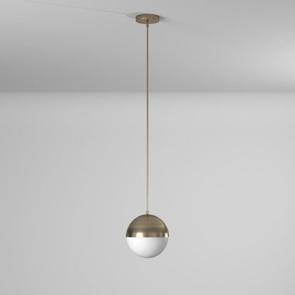 1LT Halogen Pendant, AB, WH Opal Glass