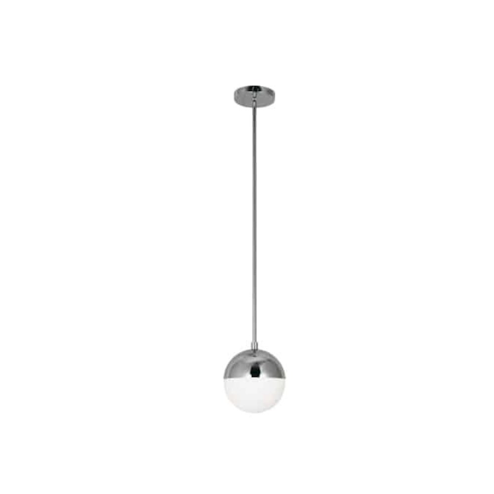 1LT Halogen Pendant, PC, WH Opal Glass