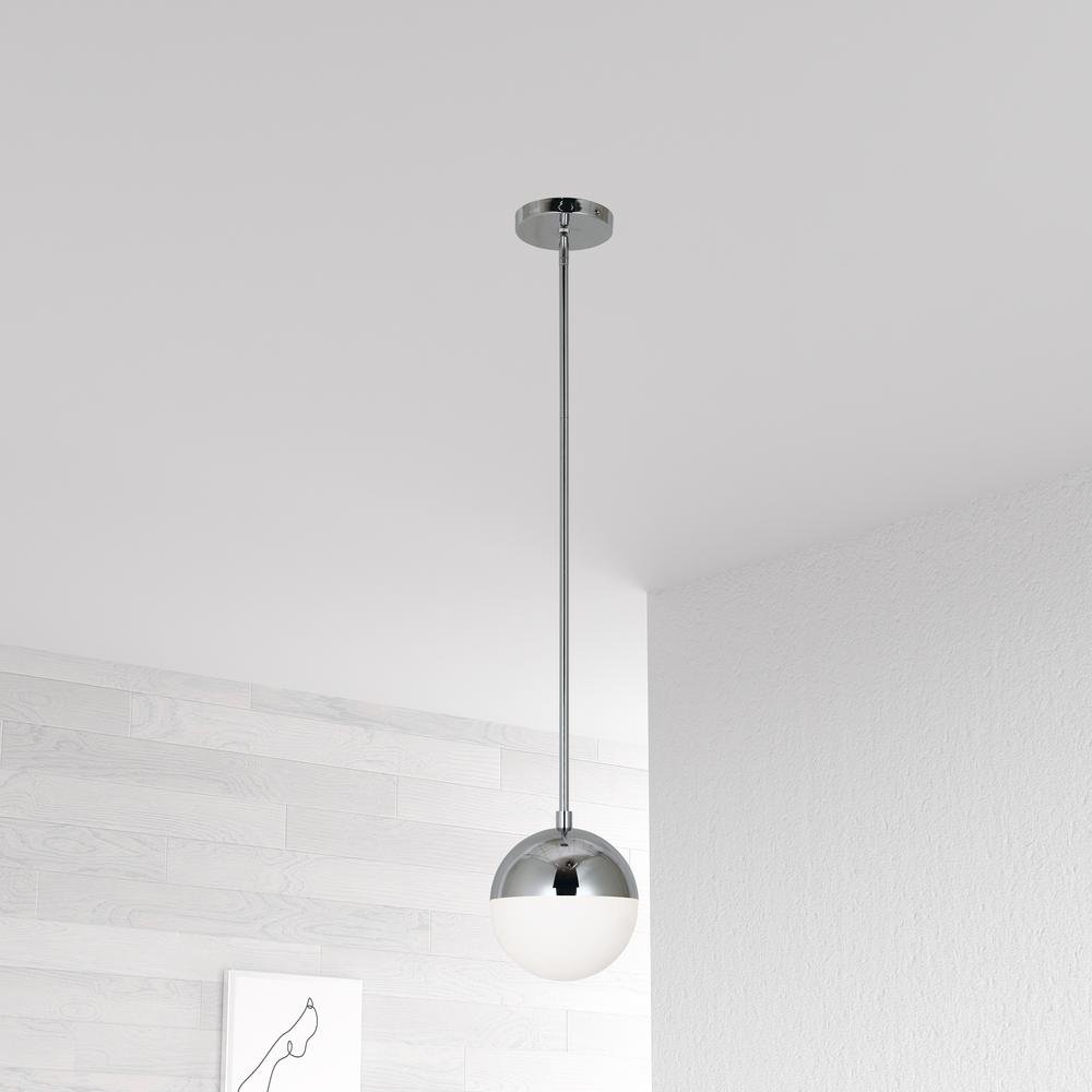 1LT Halogen Pendant, PC, WH Opal Glass