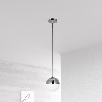 1LT Halogen Pendant, PC, WH Opal Glass