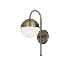 1LT Halogen Sconce AB, WH Opal Glass HW + Plug