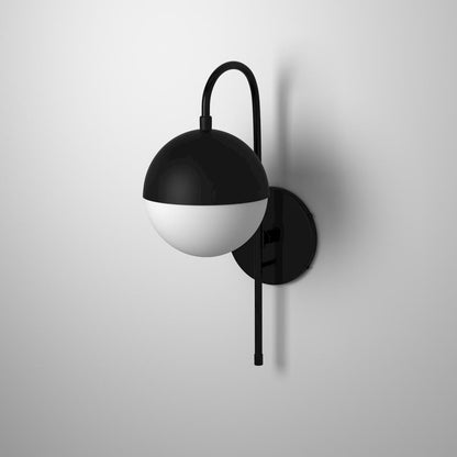 1LT Halogen Sconce MB, WH Opal Glass HW + Plug