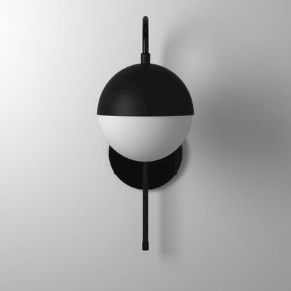 1LT Halogen Sconce MB, WH Opal Glass HW + Plug