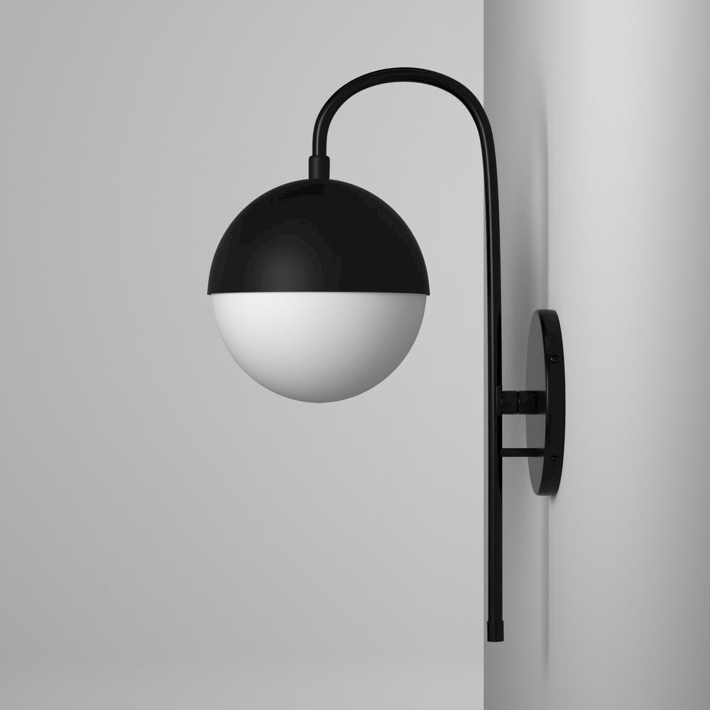1LT Halogen Sconce MB, WH Opal Glass HW + Plug