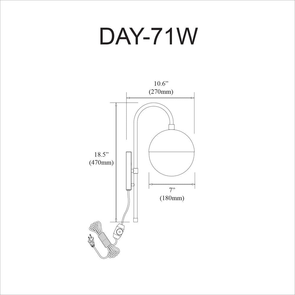 1LT Halogen Sconce MB, WH Opal Glass HW + Plug
