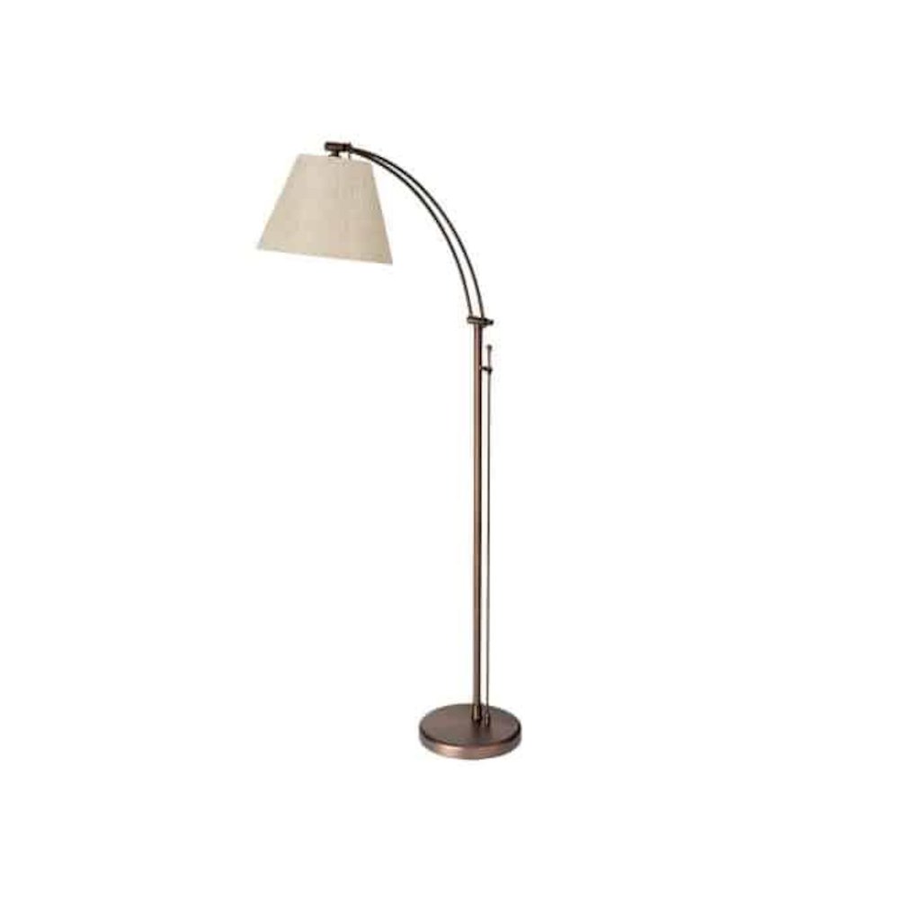 1LT Incan Adjustable Floor Lamp, OBB, Flax Shade