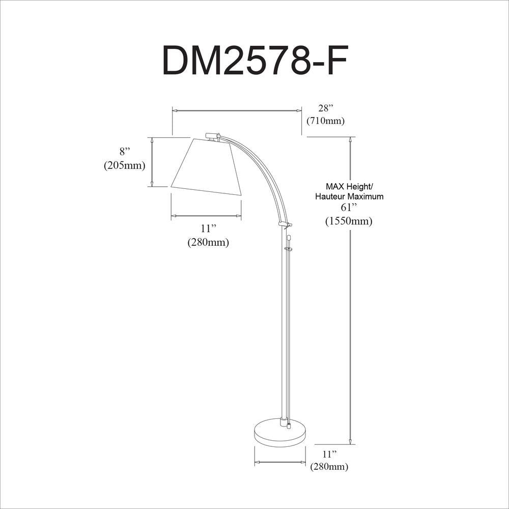 1LT Incan Adjustable Floor Lamp, OBB, Flax Shade