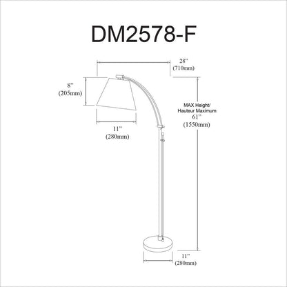 1LT Incan Adjustable Floor Lamp, OBB, Flax Shade