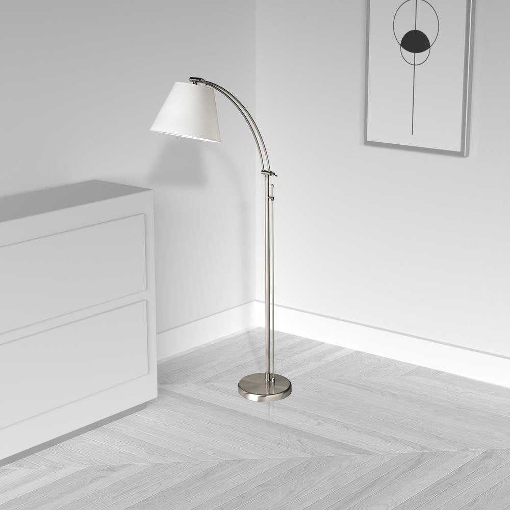 1LT Incan Adjustable Floor Lamp, SC, WH Shade