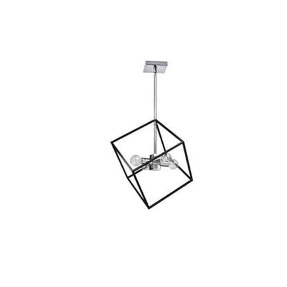 4LT Pendant, Polished Chrome & Matte Black Finish