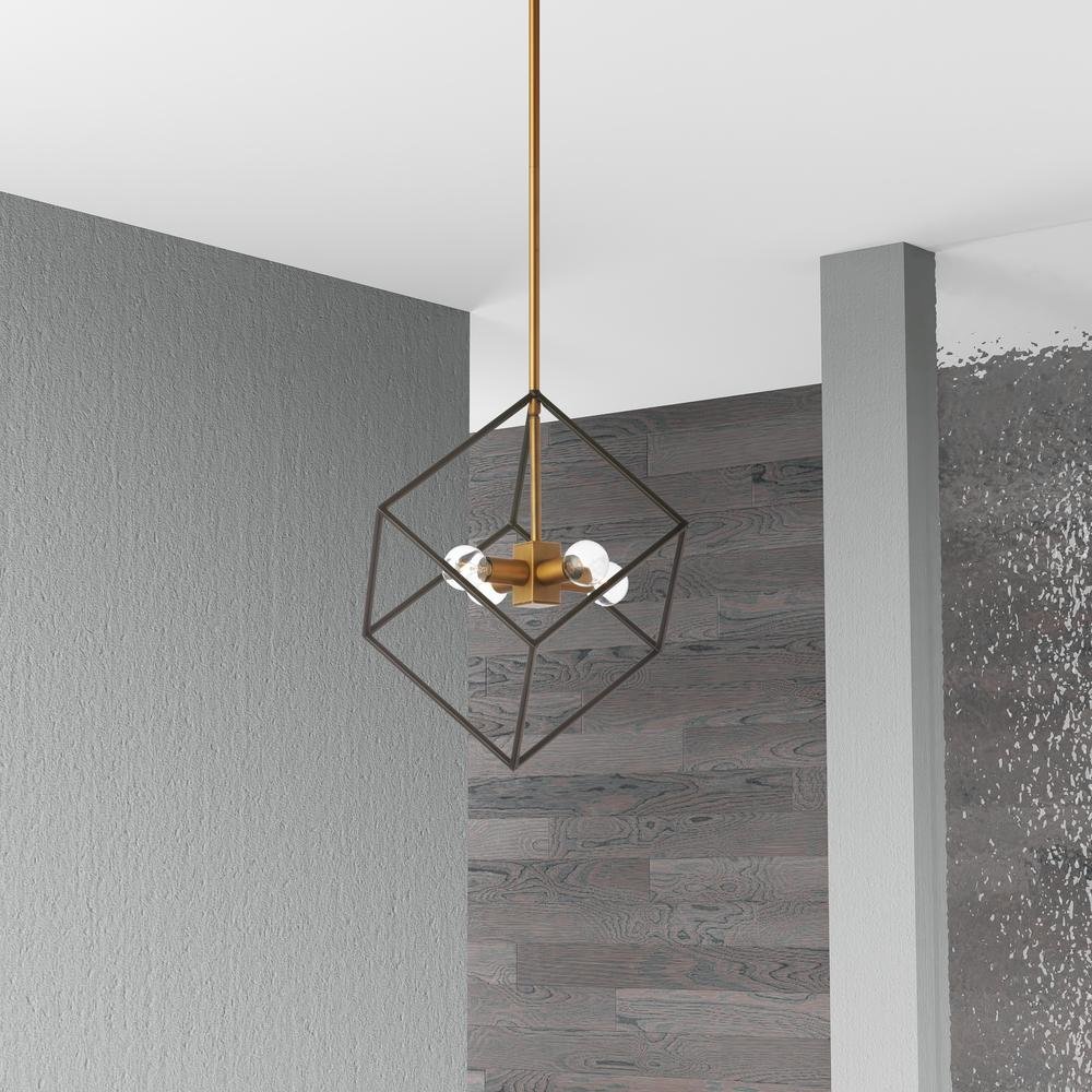 4LT Pendant, Vintage Bronze & Matte Black Finish