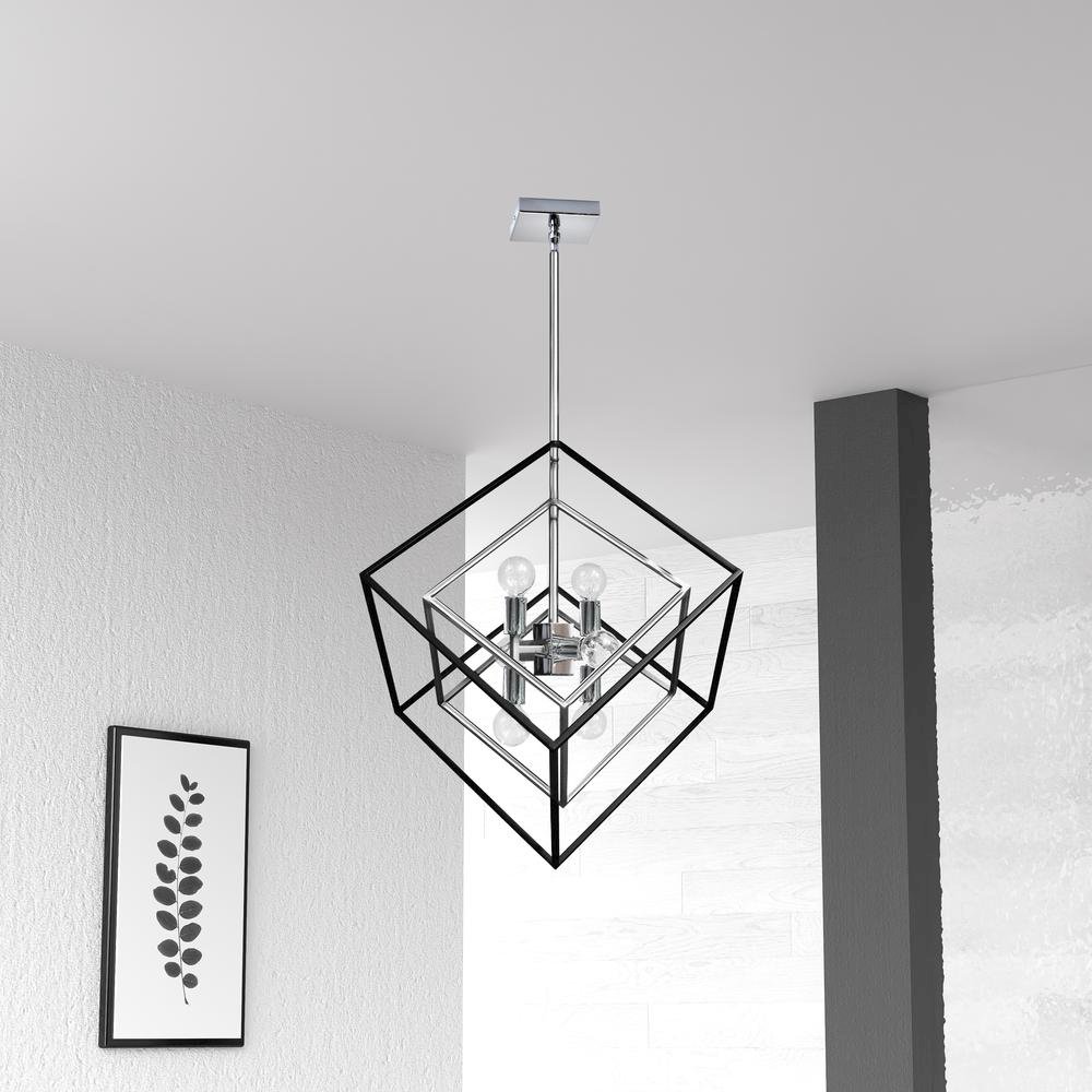 6LT Pendant, Polished Chrome & Matte Black Finish