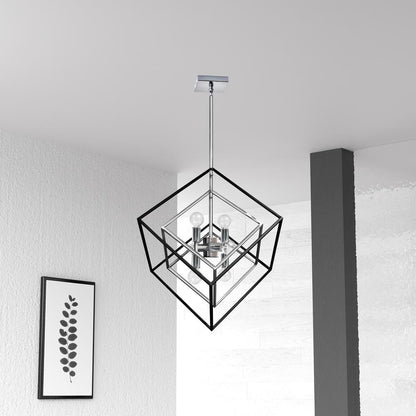 6LT Pendant, Polished Chrome & Matte Black Finish