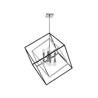 8LT Pendant, Polished Chrome & Matte Black Finish