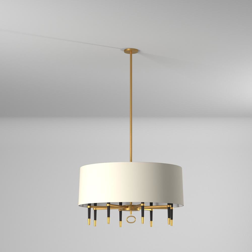 6LT Incandescent Chandelier, VB, Cream Shade