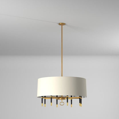 6LT Incandescent Chandelier, VB, Cream Shade